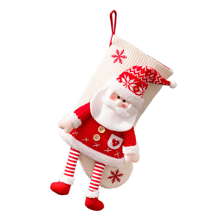 Christmas sock bag knitted three-dimensional old man snowman gift bag Christmas Eve candy socks children's Christmas gift socks