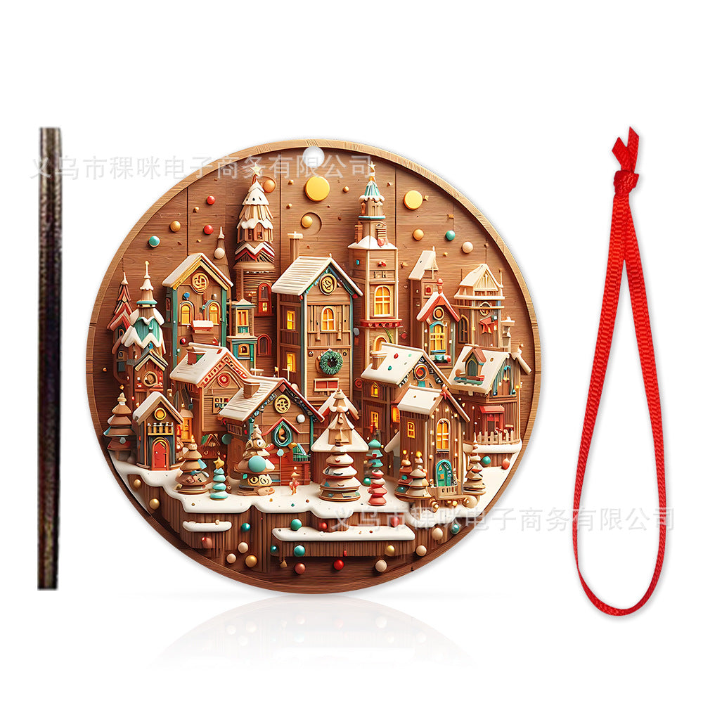 Cross border wooden pendant Christmas decoration Christmas tree hanging holiday craft wooden pendant cartoon gift