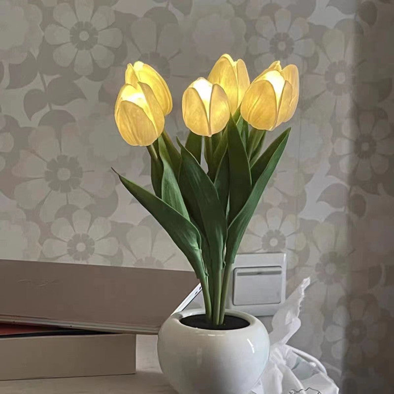 LED tulip night light simulated bouquet ornaments bedside decoration ambient light home dimmable