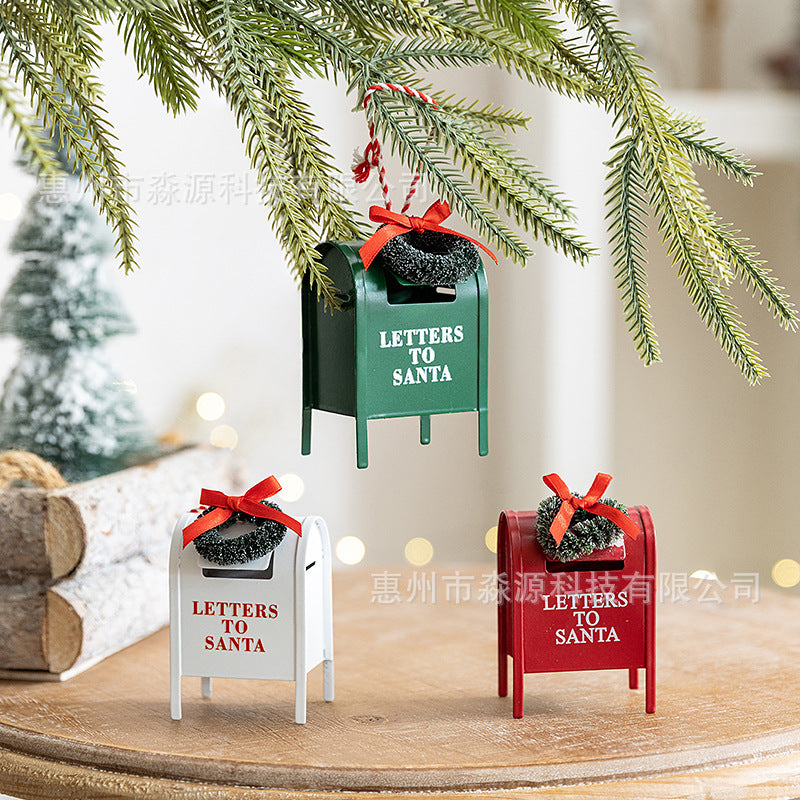 Cross-border Christmas wreath mailbox pendant Christmas tree decoration desktop landscaping ornament festive atmosphere decoration