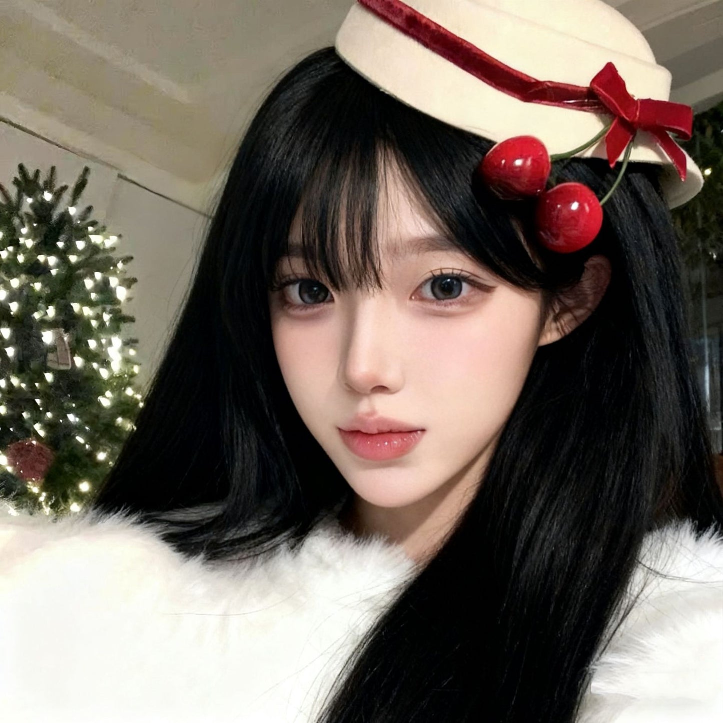 Christmas vibe, bow, cherry, top hat, Santa hat, hair accessories, tiaras, hairpins, haircards, ornaments, dress up