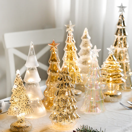 glass christmas tree table top glow ins ornament decorate festive atmosphere party window christmas gifts