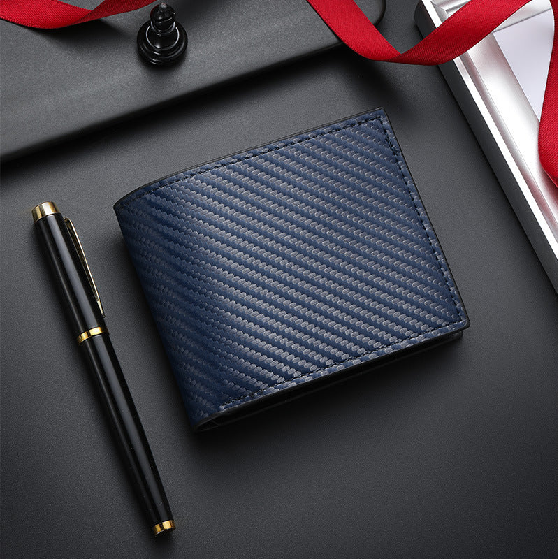 Cross-border spot new carbon fiber pattern large capacity wallet multi-card slot simple coin slot men's wallet manufacturer