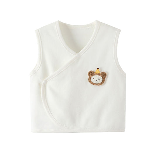 Baby vest spring and autumn fluffy cotton baby sleeveless clothes infant shoulder autumn and winter newborn pony clip