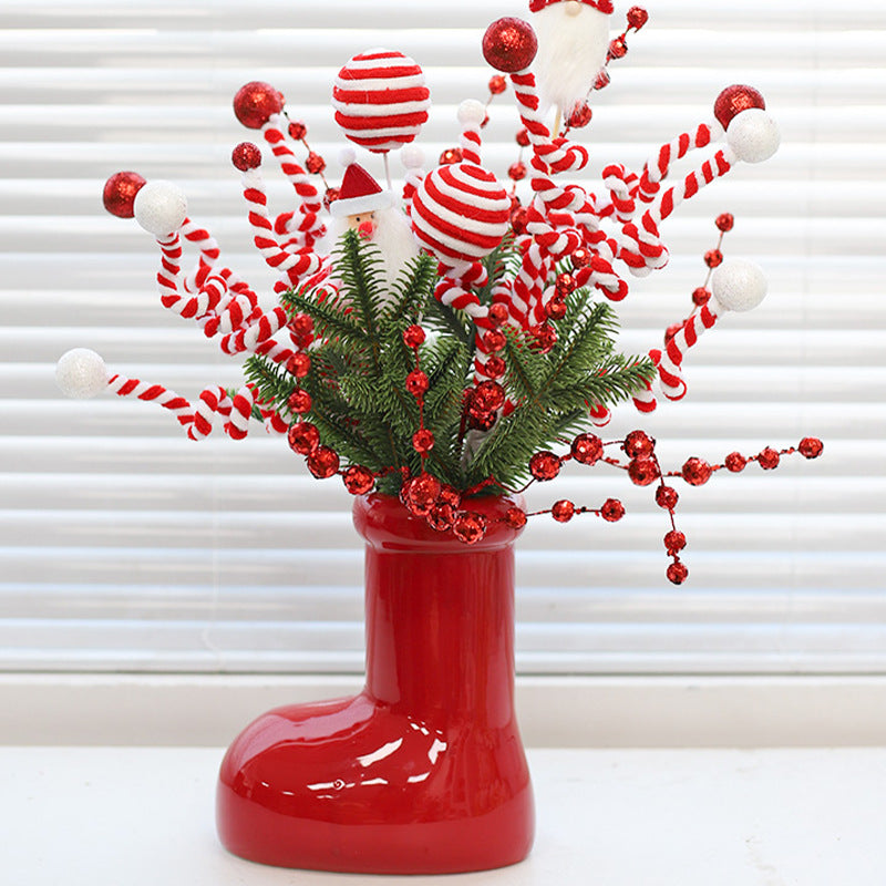 Christmas creative gifts bouquets, red shoes, vases, Christmas boots, sequins, fruit Nobe pine cuttings, holiday gifts