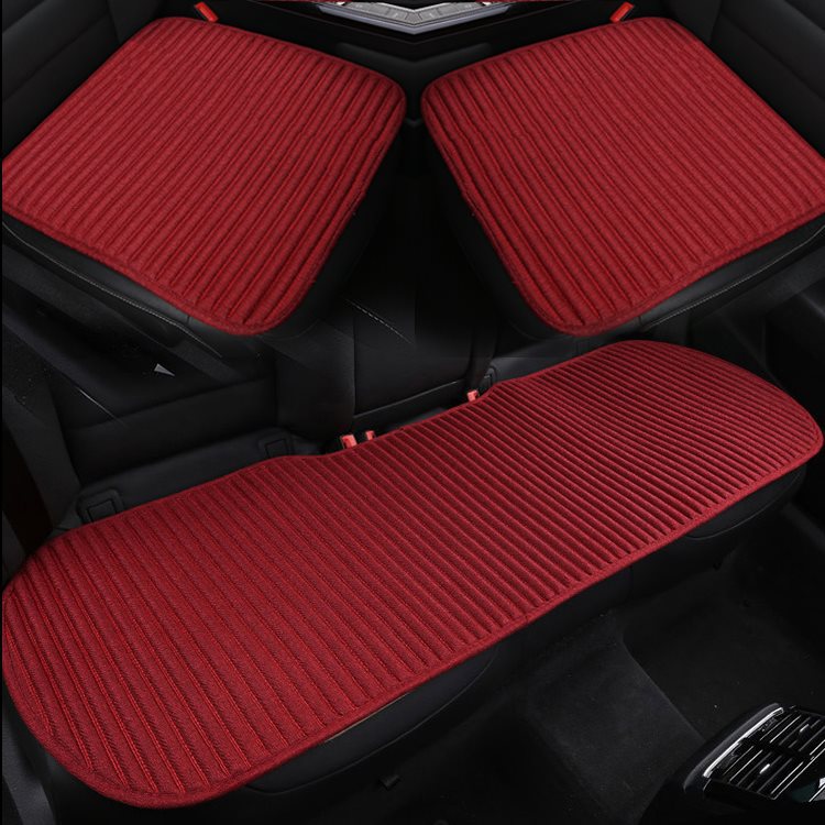 Buckwheat husk car cushion monolithic all-season universal backless linen three-piece anti-slip and tie-free health seat cushion