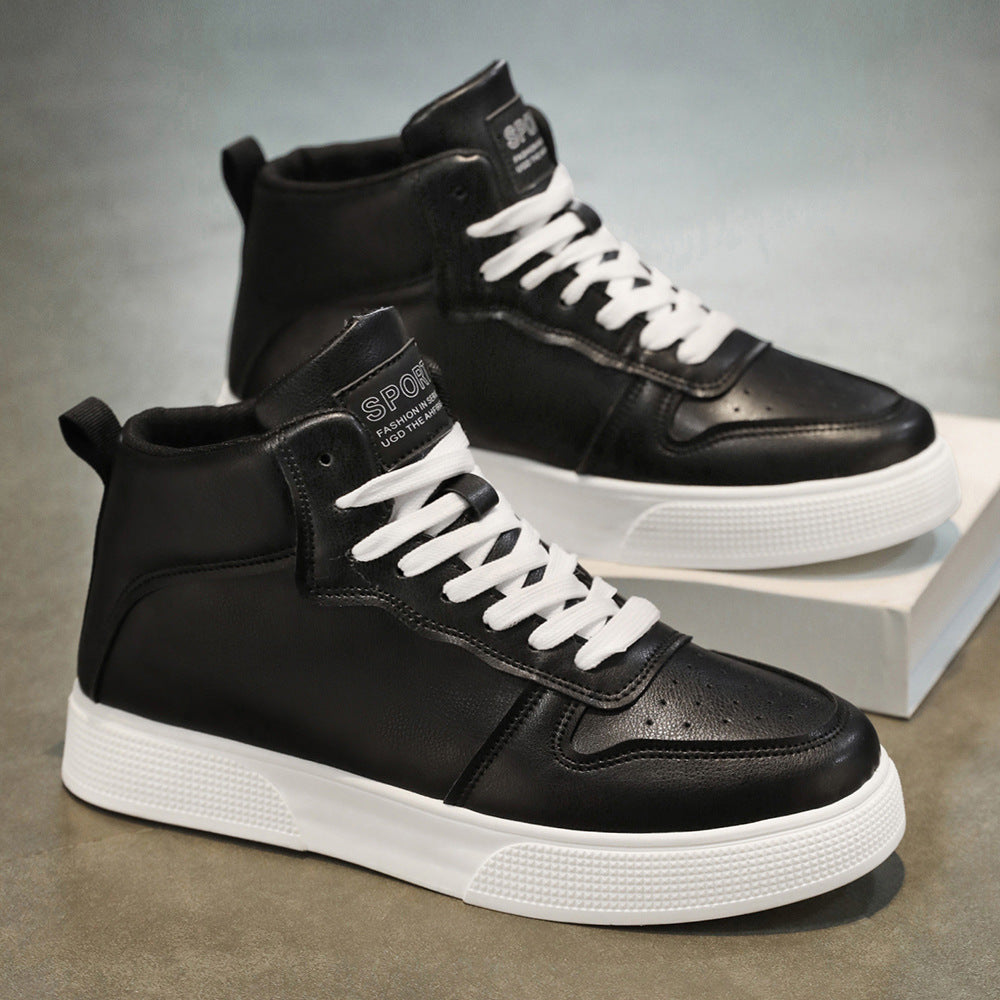 Men's shoes cross-border high-top sneakers trend versatile small white shoes men's platform soled athleisure shoes 2025 new style