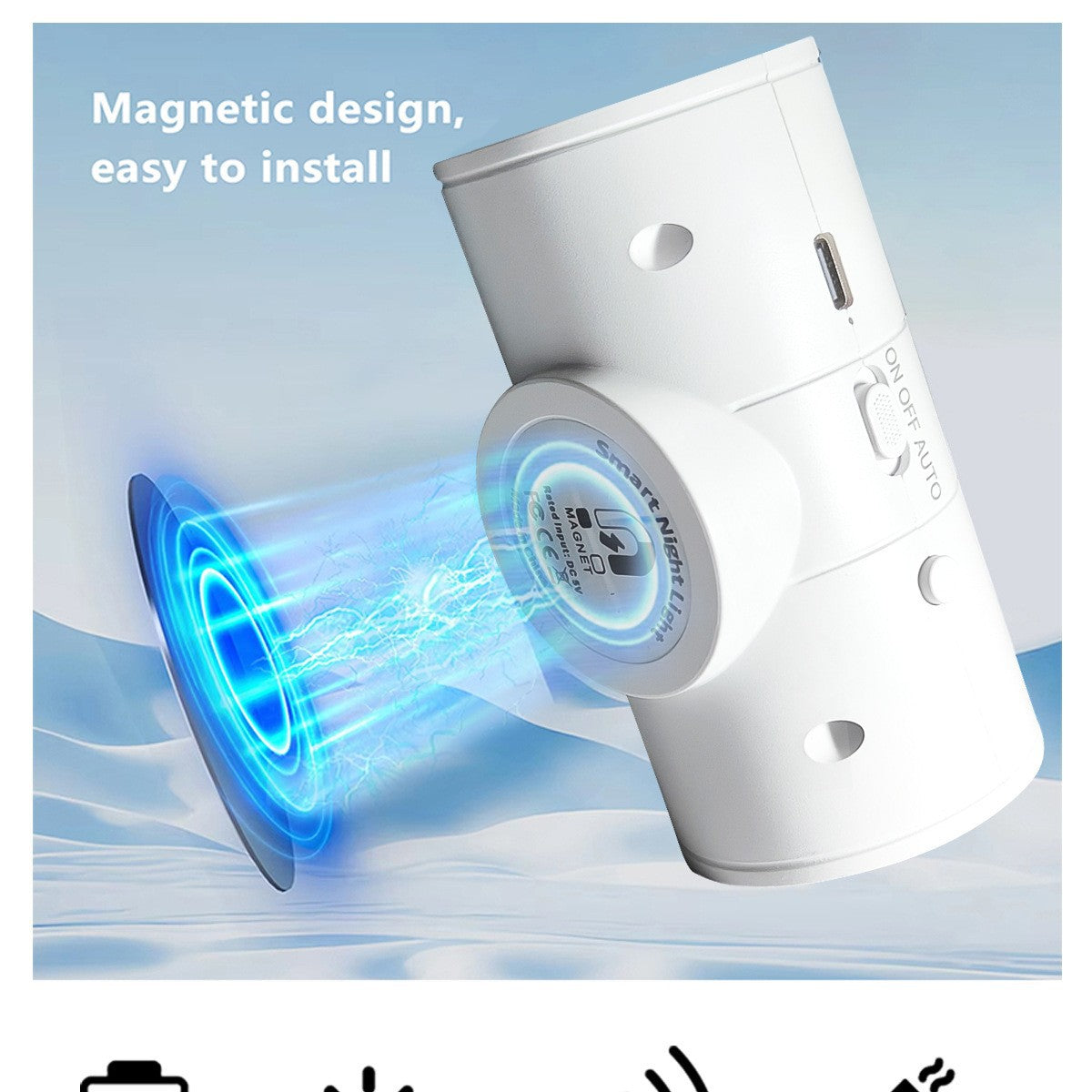 Cross-border magnetic night light, intelligent human body induction rechargeable wall, night aisle entrance, home night light