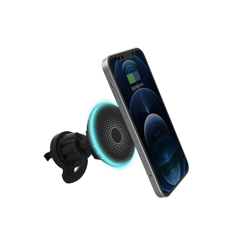 Factory spot car magnetic phone holder wireless charger 15W fast charging with LED touch light wireless charging