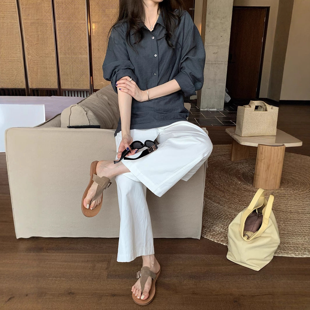 Vison Clothing 2025 Summer New Korean Version Design Sense Thin Long Sleeve Shirt Camisole Top Two-Piece Women's Wear