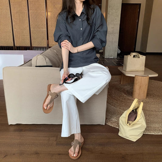 Vison Clothing 2025 Summer New Korean Version Design Sense Thin Long Sleeve Shirt Camisole Top Two-Piece Women's Wear