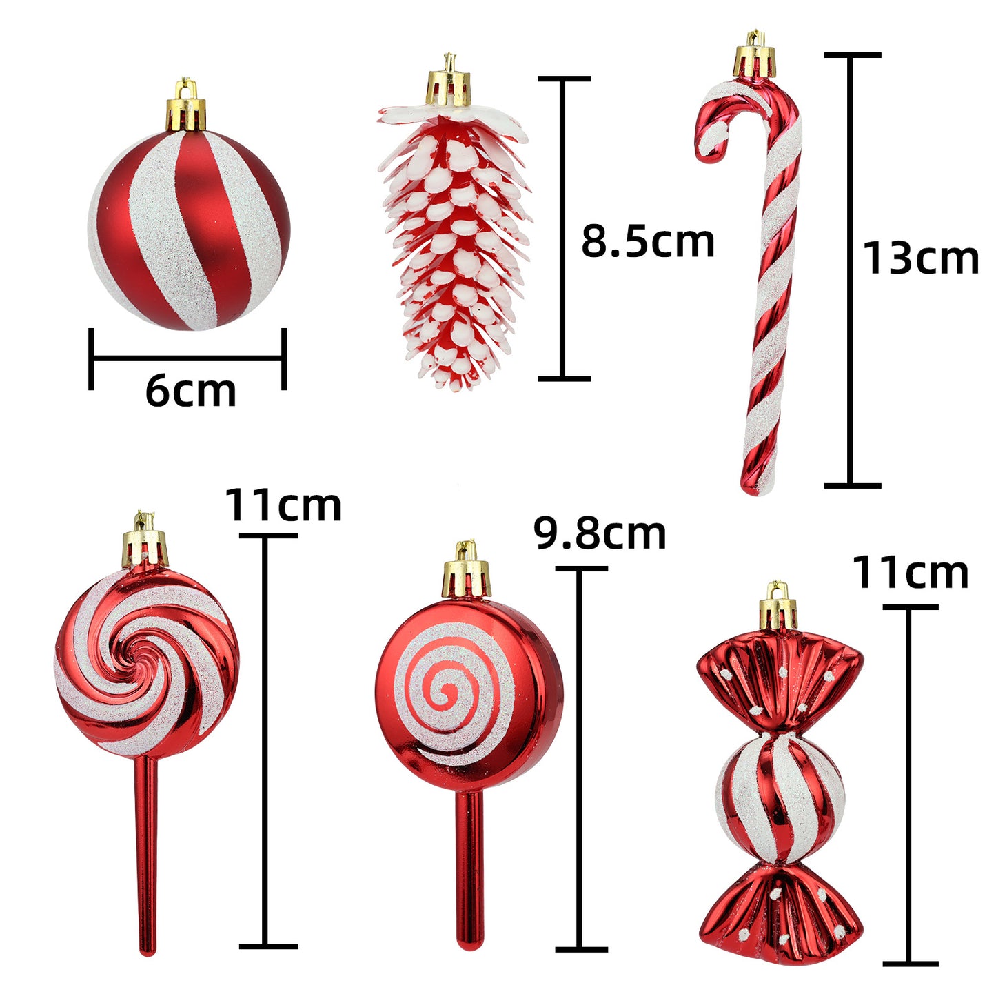 6cm 15 Piece Set Christmas Set Christmas Ball Pine Cone Lollipop Candy Christmas Tree Pendant Christmas Gift Festival