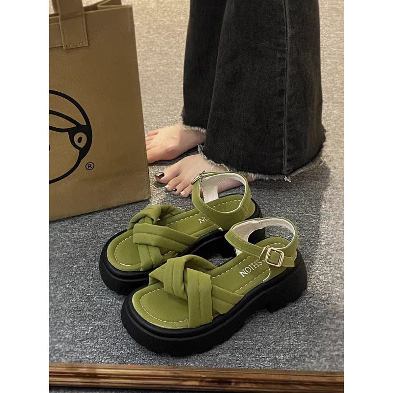 Niche high-end sandals women's summer with skirt 2025 new flatform platform sole with roman beach shoes