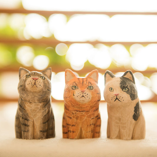 Wood carving vintage cat creative ornaments wooden crafts desktop ornaments office home car decorations drop shipping