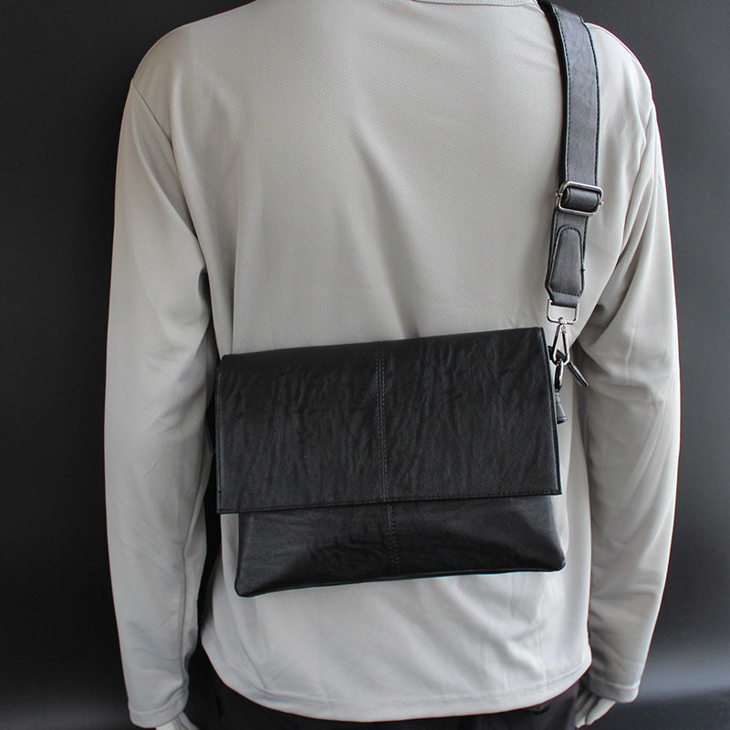 Soft leather crossbody bag men's large capacity trendy shoulder bag multi-compartment real men's bag new casual trendy men's and women's bag brand
