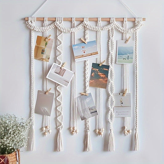 Nordic Home Decoration Wall Hanging Tapestry Tassel Photo Clip Hand Tapestry Woven Bohemian Photo Wall