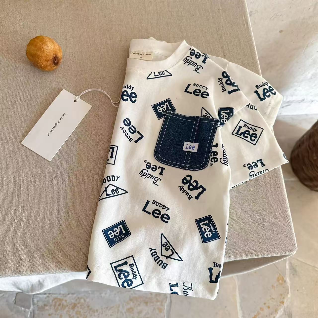 Children's short sleeve T-shirt summer men's 2025 new children's all-over tops trendy brand baby pocket half-sleeved T women's thin model