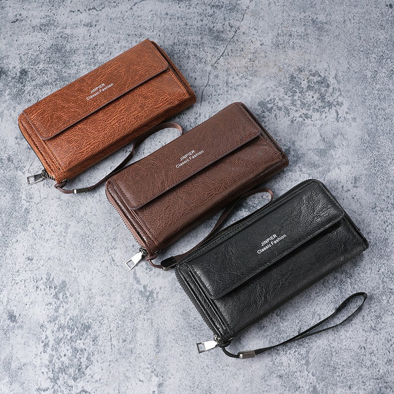Cross-border men's wallet PU multi-card slot casual long wallet new large capacity clutch bag mobile phone coin purse for men
