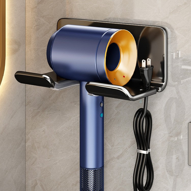 Hair dryer rack free punching bathroom hair dryer hanger bathroom wall-mounted hair dryer bracket storage artifact