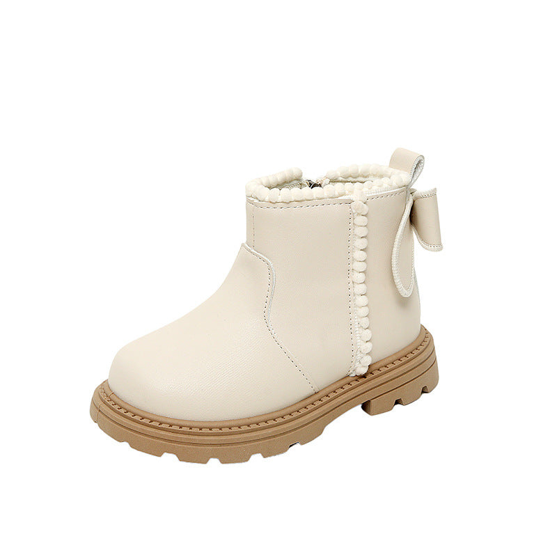 Girls' boots autumn and winter children's boots 2025 new children's shoes wholesale little girls' shoes bow princess boots
