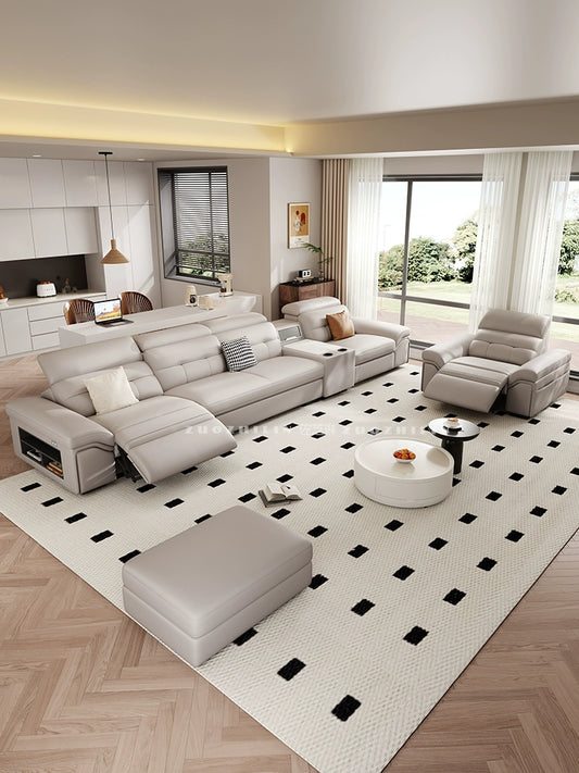 Leather features electric retractable sofa