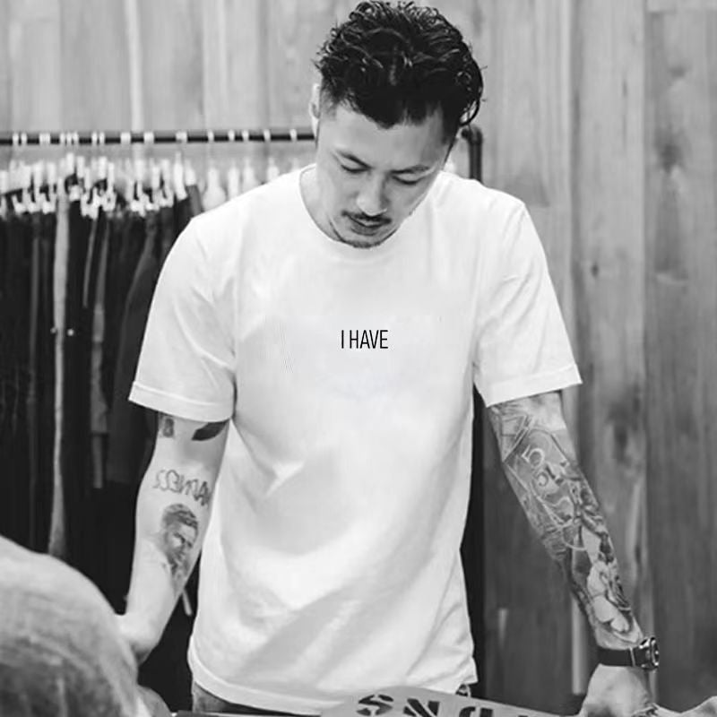 Yue Wenle t-shirt men's fashion brand short sleeve T summer round neck white cotton loose men's half sleeve undershirt top wholesale