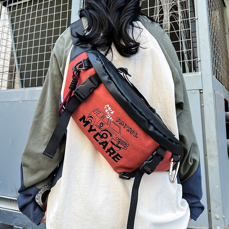 Men's Crossbody Bag, Instagram Trendy Cargo Bag, Sports Cycling Waist Bag, Men's Canvas Shoulder Bag, Student Shoulder Bag
