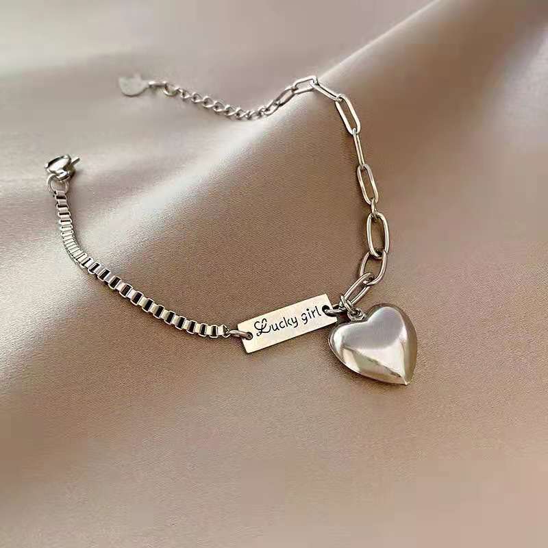 Fashion personality glossy love bracelet women's simple niche design rectangular brand letter anklet retro jewelry
