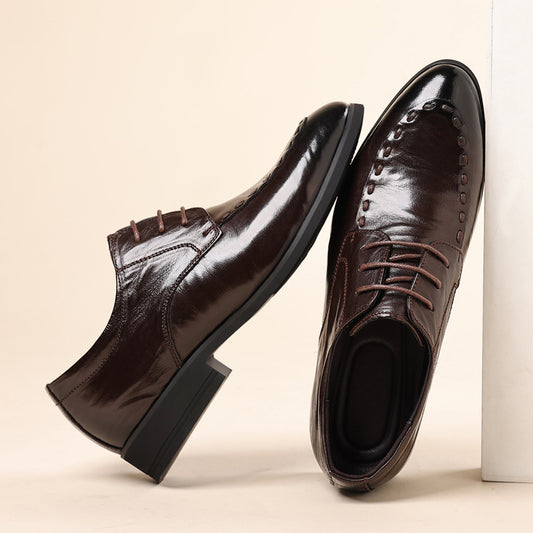 Men's business casual leather shoes genuine leather top layer sheepskin men's shoes soft sole formal dress pointed-toe shoes wholesale men's shoes
