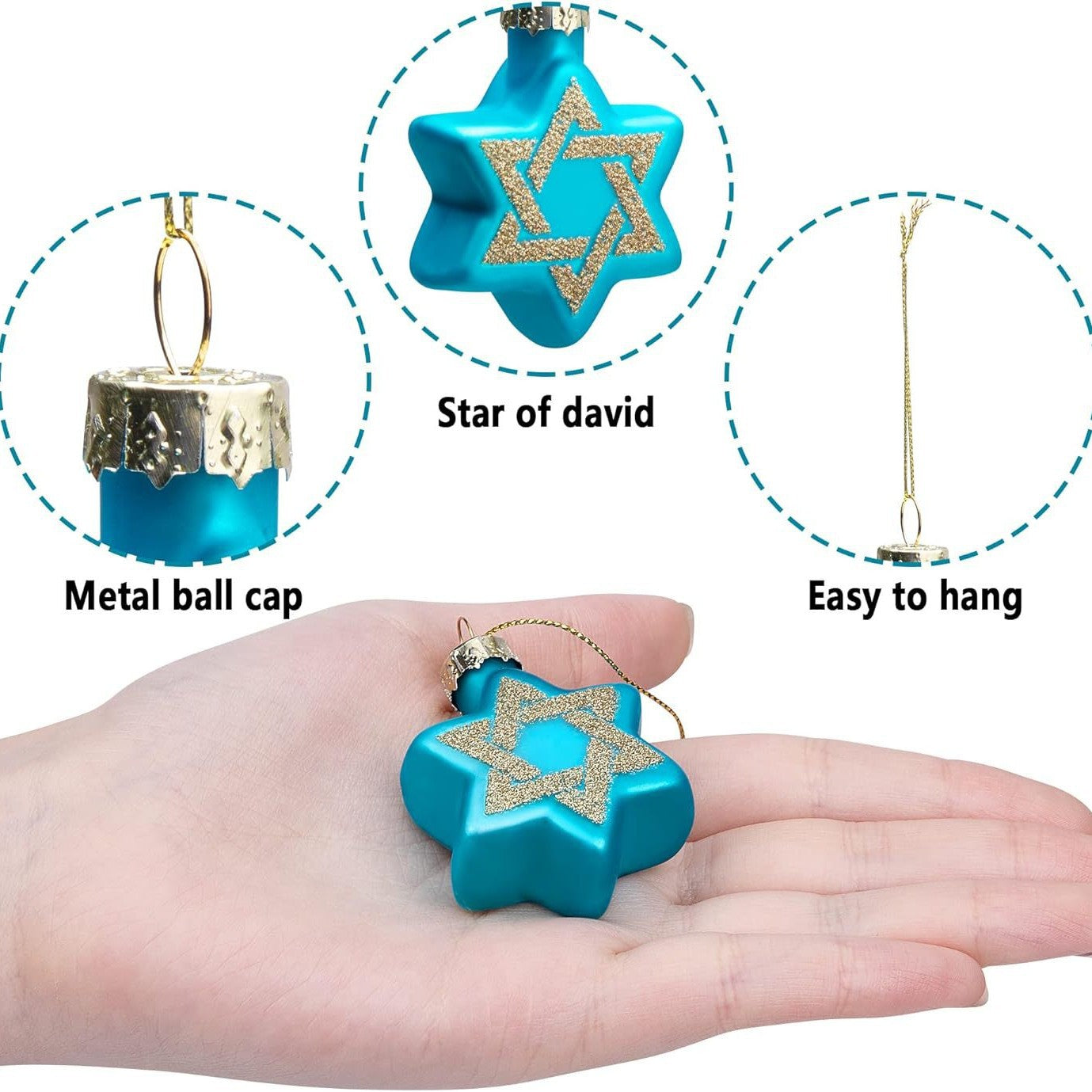 Cross-border Hanukkah five-pointed star ornament Christmas tree decoration pendant Christmas ball decoration ball ornament printing