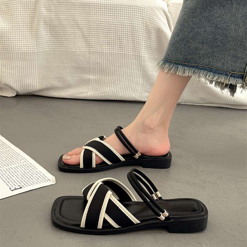 Plus size women's shoes wide feet fat feet 35-43 flat soles two-wear sandals women's outdoor wear summer versatile soft-soled beach shoes