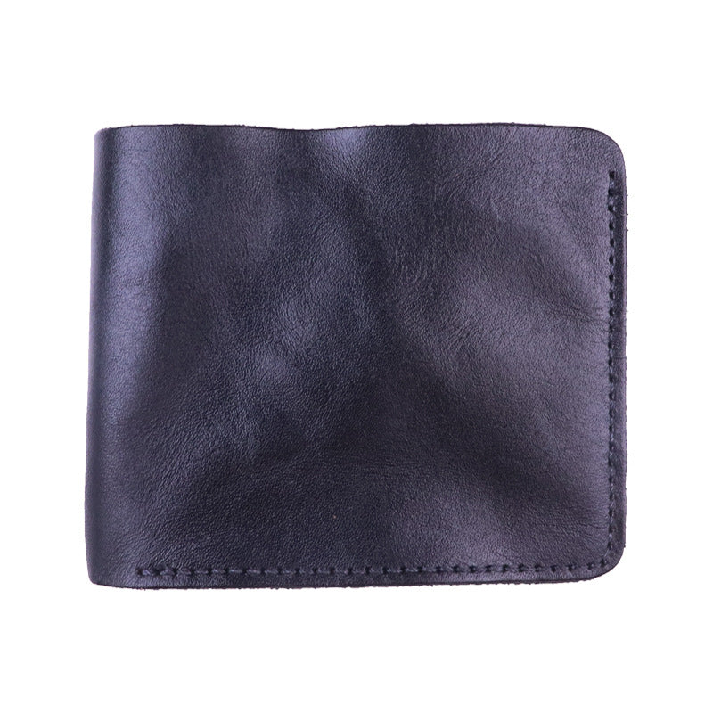 New Japanese vegetable tanned leather wallet men's retro hand-rubbed color old big banknote cowhide wallet simple student wallet