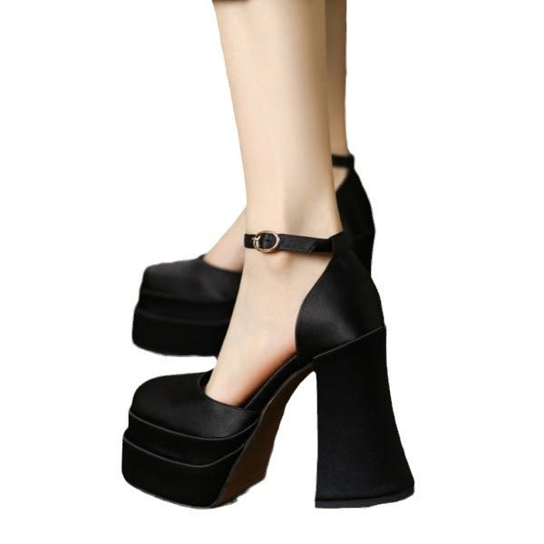 2025 new small thick heel platform high heels engagement banquet shoes do not tire feet, main wedding dress wedding shoes artifact