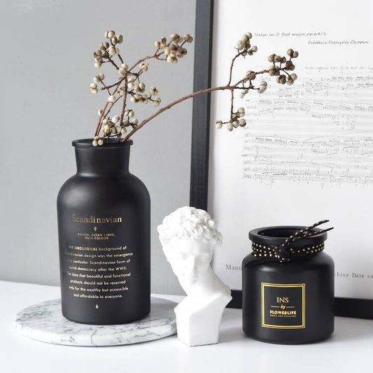 Nordic glass vase flower arrangement hydroponic ins style matte hot stamping table ornament creative home frosted bottle