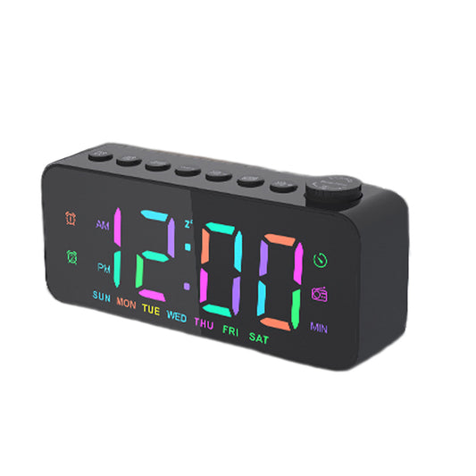 New Black Electronic Clock for Students Multifunctional Clock Radio Alarm Clock LED Big Screen Digital Alarm Clock