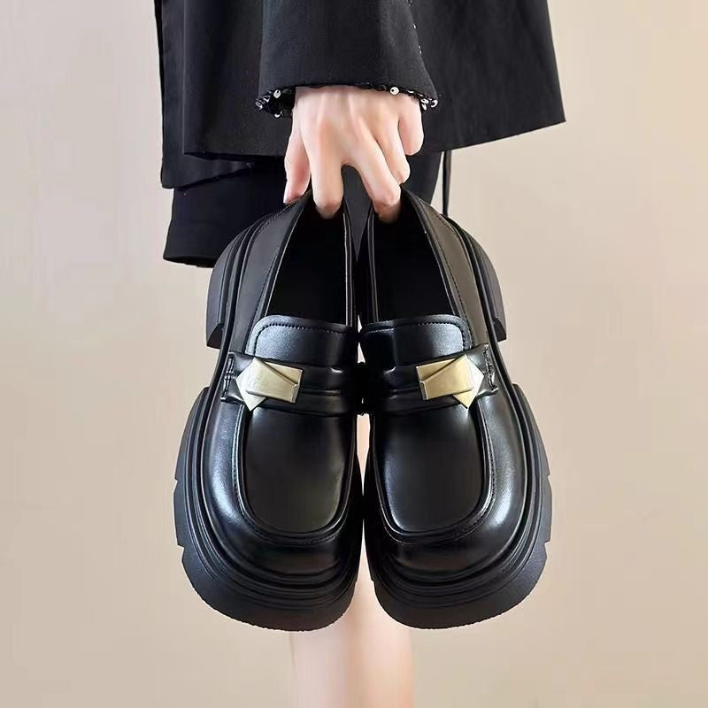 With skirt thick-soled British style loafers women's spring 2025 new JK versatile Japanese heightened small leather shoe list