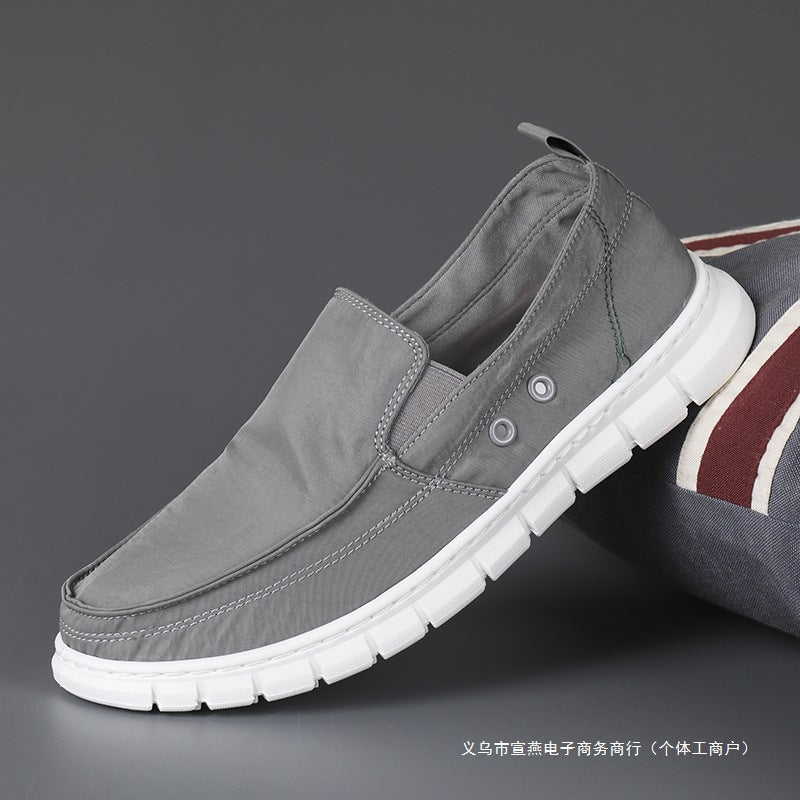 Men's new canvas shoes, men's shoes, summer tide shoes, breathable, slip-on casual shoes, old Beijing cloth shoes, lazy shoes