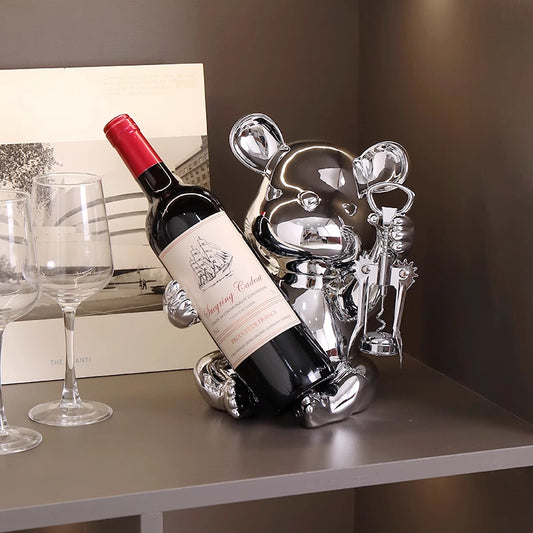 Violent bear red wine rack ornaments, light luxury, high-end home, living room, sideboard, wine cabinet decorations, high-end soft decoration