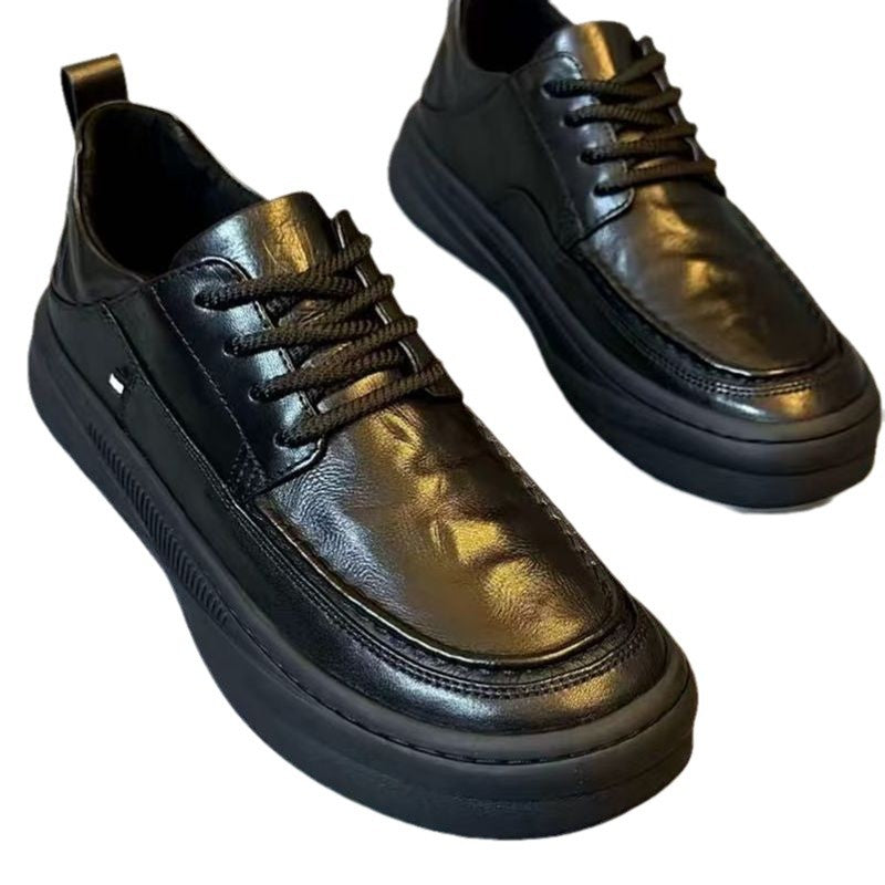 2025 men's new business casual board shoes round toe fashion British versatile breathable soft soled leather shoes formal super soft