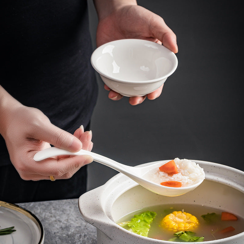 Korean-style ceramic soup spoon, household soup, large spoon, porridge spoon, hot pot spoon, long handle spoon, one piece of delivery