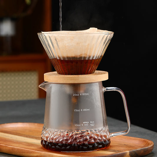 Coffee pot filter cup drip pot filter glass sharing pot with graduated set filter cup with holder, coffee pot