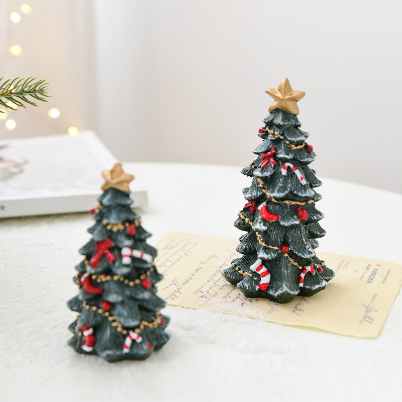 Cross Border Christmas Resin Mini Christmas Tree Ornament Tabletop Small Ornament Christmas Gift Christmas Ornament