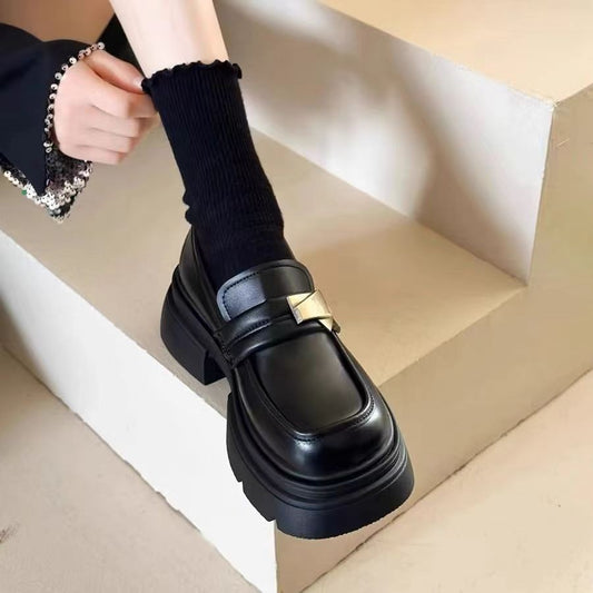 With skirt thick-soled British style loafers women's spring 2025 new JK versatile Japanese heightened small leather shoe list