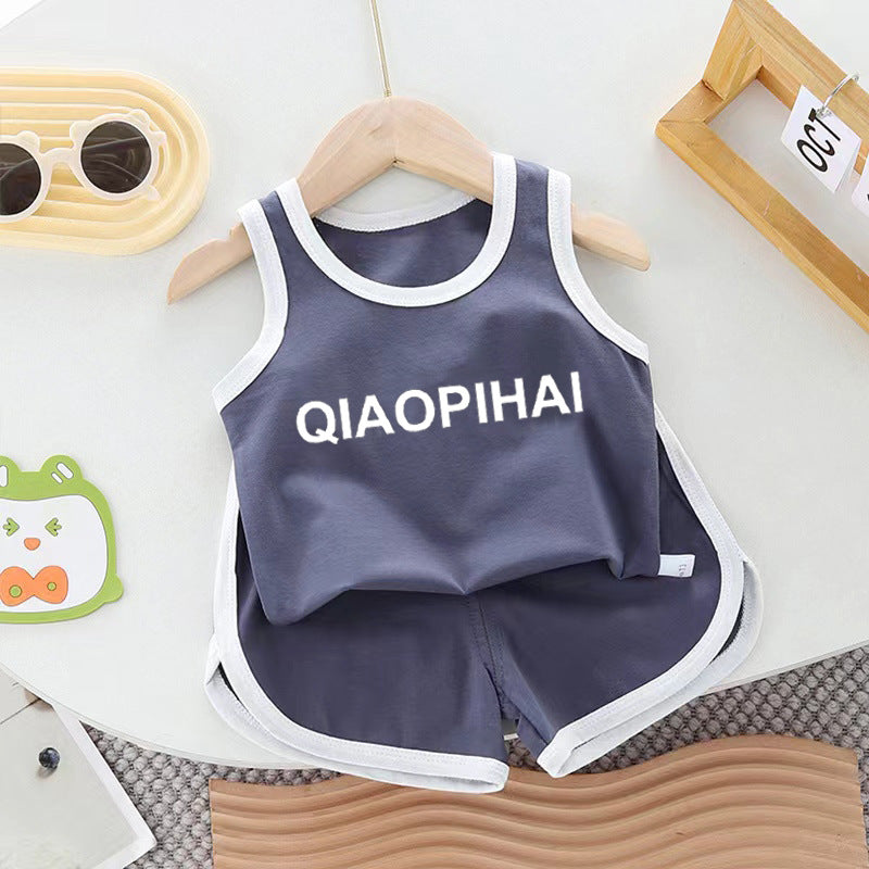 Children's vest set, summer thin boy and girl baby shorts, small children's sports two-piece set, tide one dropshipping
