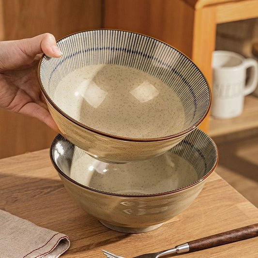 Japanese Style Ceramic Noodle Bowl High Temperature Resistant Ramen Bowl Retro Home 2025 New Instant Noodle Bowl Eating Noodle Bowl Large Bowl