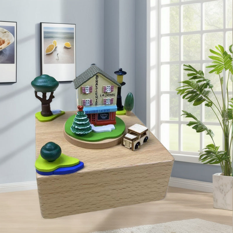 2025 New Christmas Music Box Wooden Crafts Creative Christmas Gift Merry Christmas Clockwork Music Box