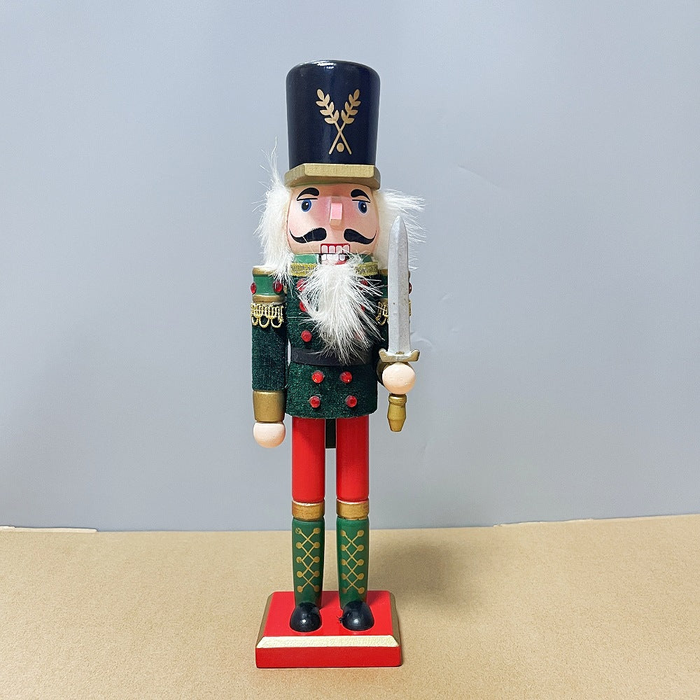 Cross-border spot new nutcracker wooden handicraft ornaments in different sizes Creative home Christmas ornaments