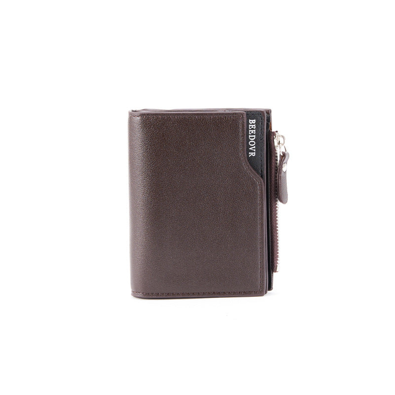 Cross-border supply 2023 men's new zipper short wallet with multiple card slots fashion vertical mini snap coin purse