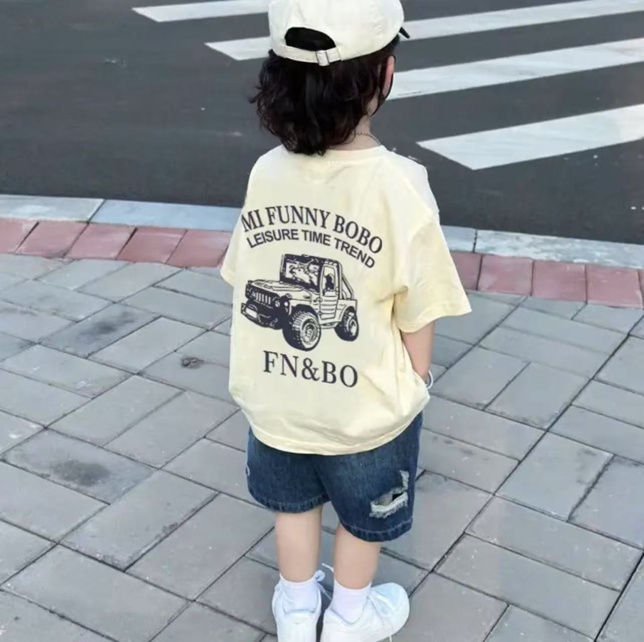 Cotton boy short sleeve T-shirt handsome Korean fashion brand loose casual 2025 summer baby versatile clothes T