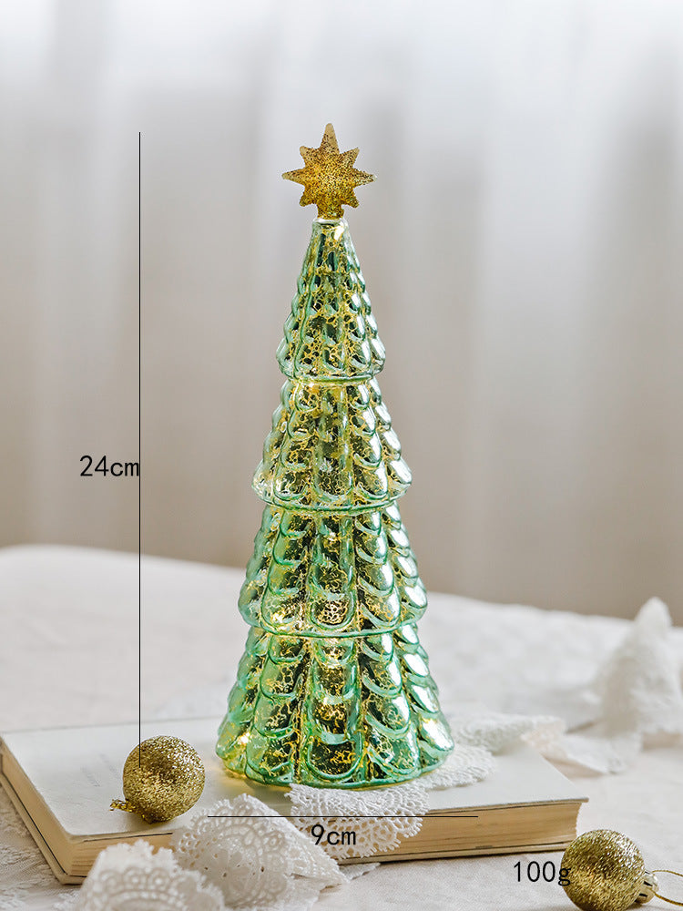 glass christmas tree table top glow ins ornament decorate festive atmosphere party window christmas gifts